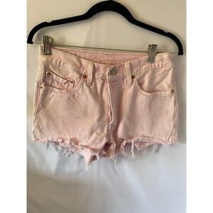 Pink Levi's Jean Shorts distressed